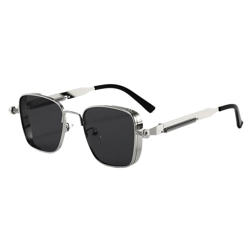 Retro Steampunk Square Frame UV400 Protection Metal Sunglasses