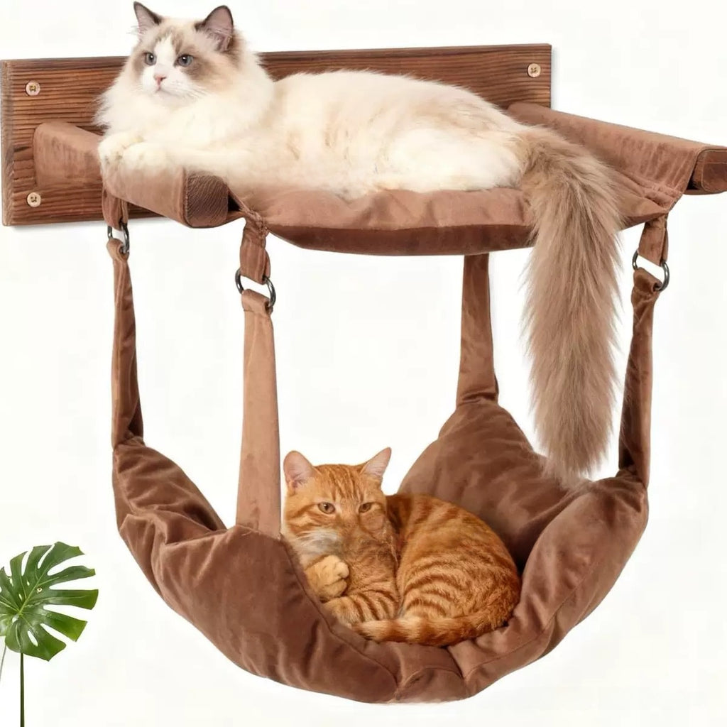 Wooden cat climbing frame wall