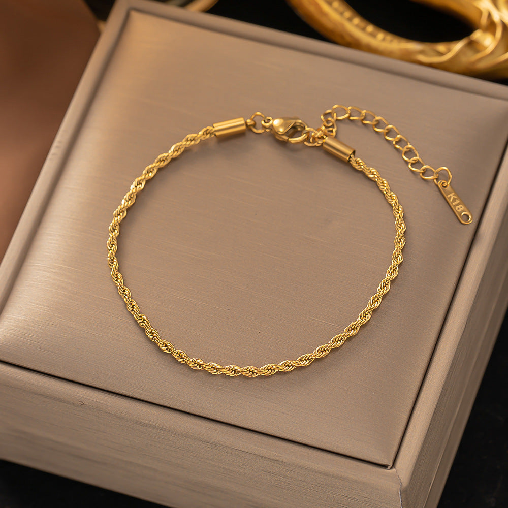 Women's Titanium Steel Inlaid Charm Bracelet Versatile Fashion Jewelry