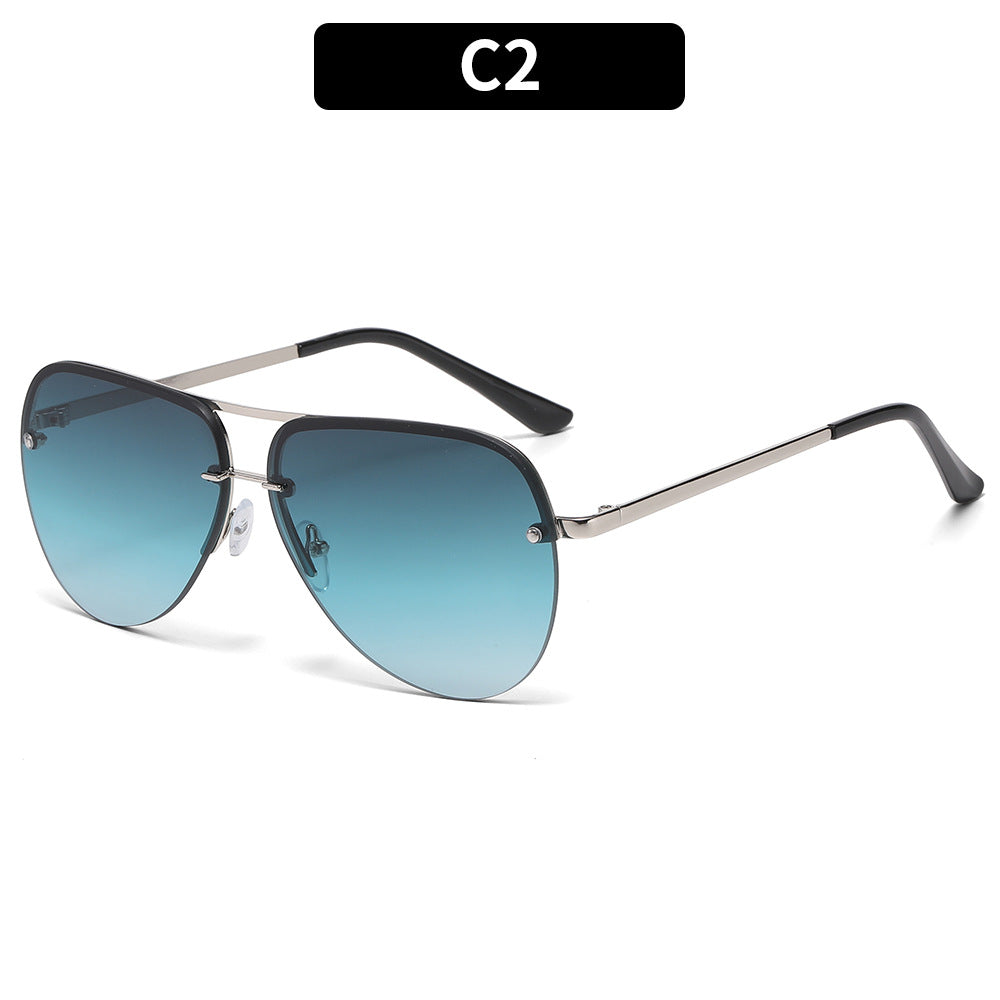 Metal double-barrel pilot sunglasses