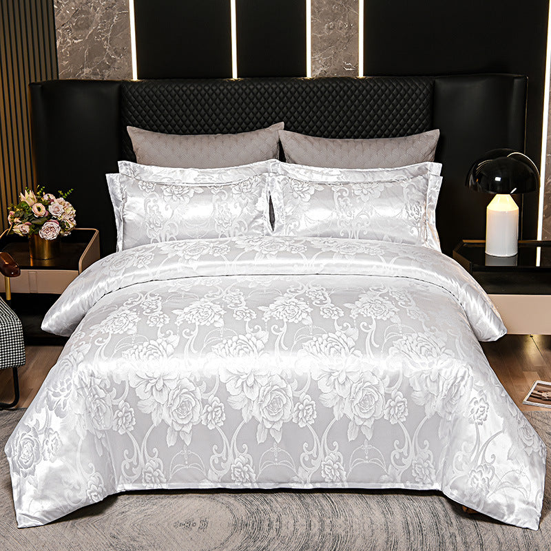 European Style Satin Silk Jacquard Bedding Set