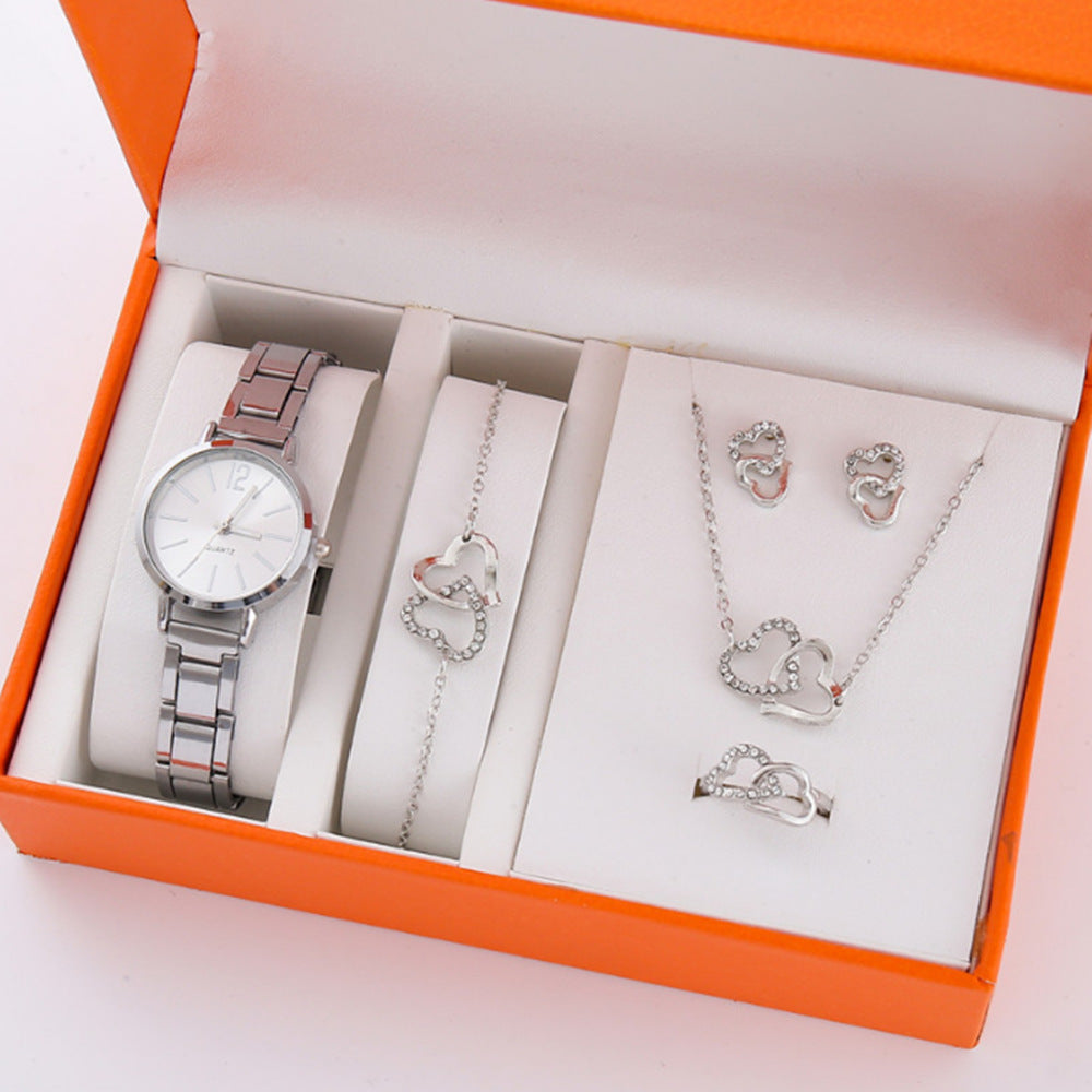 Gold steel band quartz bracelet watch
