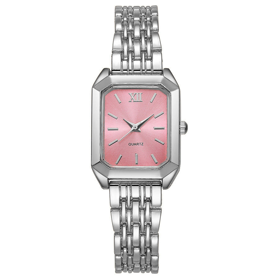 Women Fashion Square Quartz Wristwatch Stainless Steel Band Light Luxury