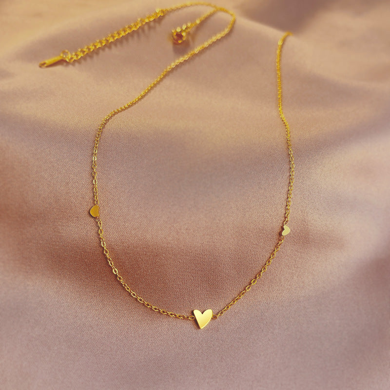 Titanium Steel Heart Necklace Bracelet Anklet Set