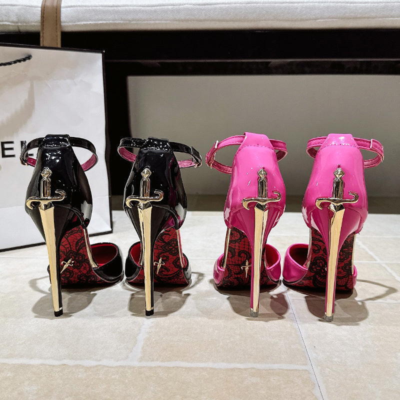 Womens Stiletto High Heels Pointed Toe Red Sole