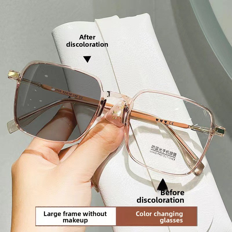 Photochromic Anti-Blue Light Glasses with Square Frame