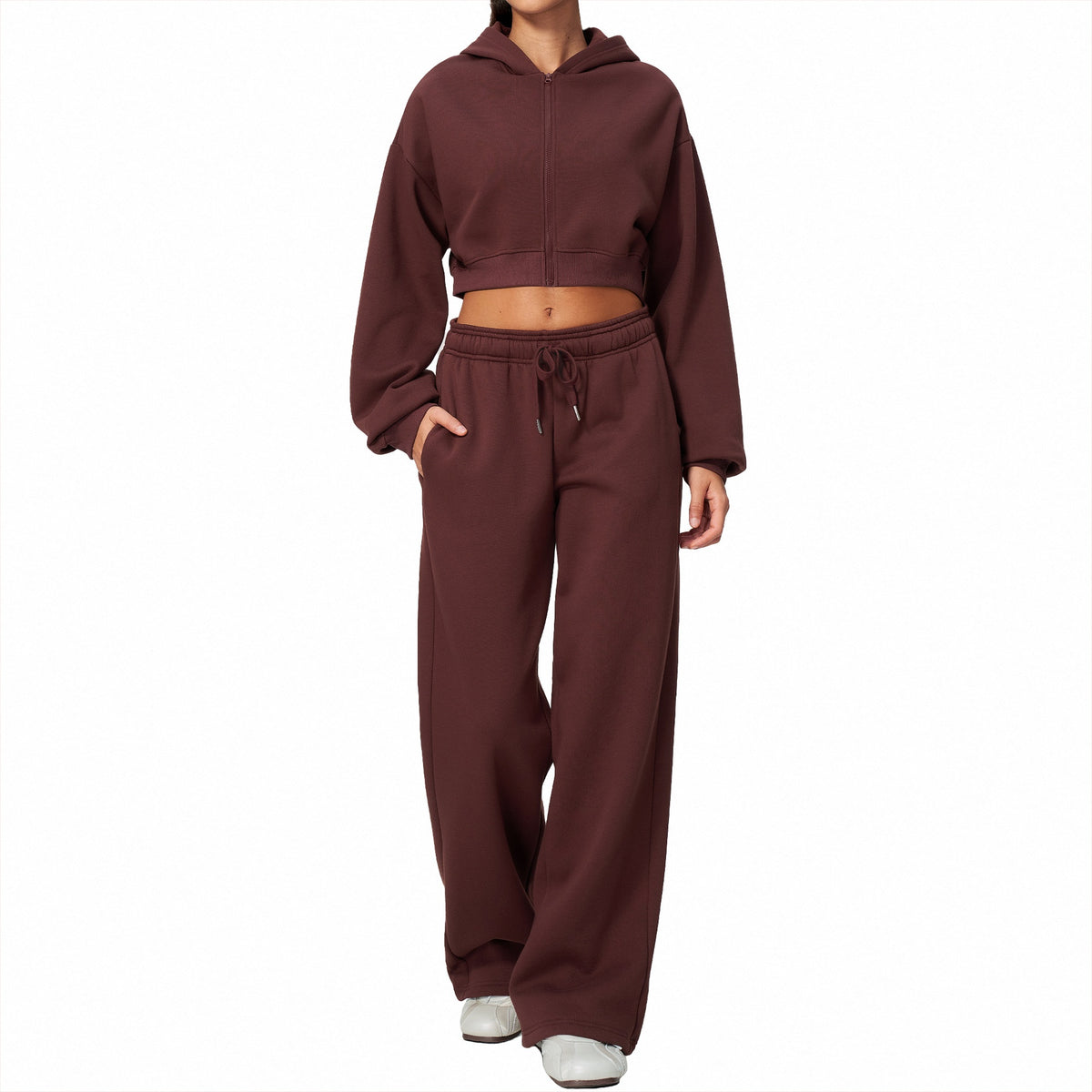 Women's Fleece Lined Zip Up Hoodie and Sweatpants Two Piece Set