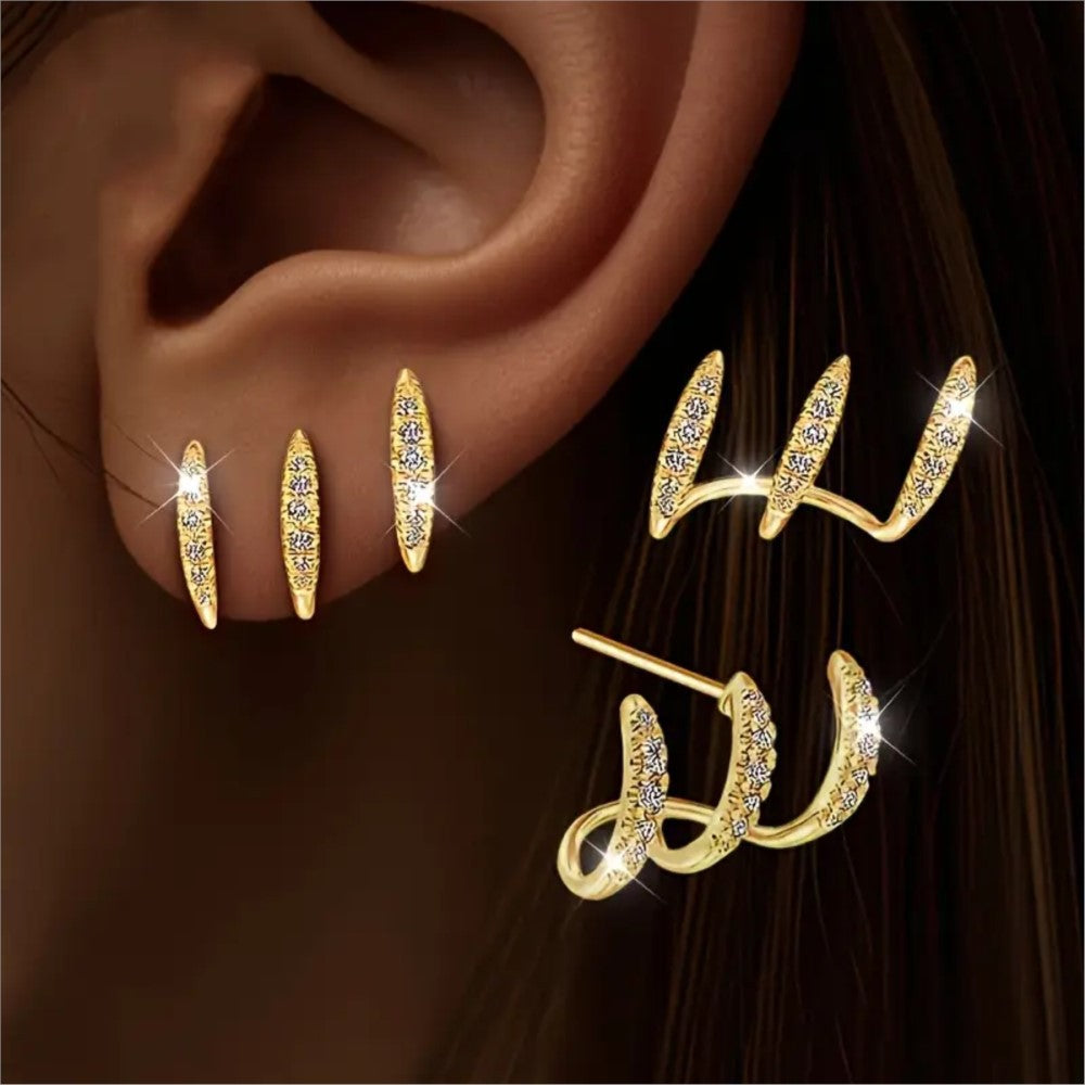 Geometric Zircon Stud Earrings