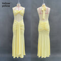 Elegant Pleated Backless Long Dress