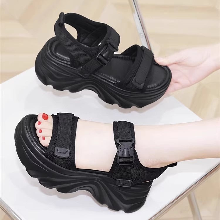 Women's Chunky Platform Non-Slip Beach Sandals, Soft Fabric Summer Dad Sandals