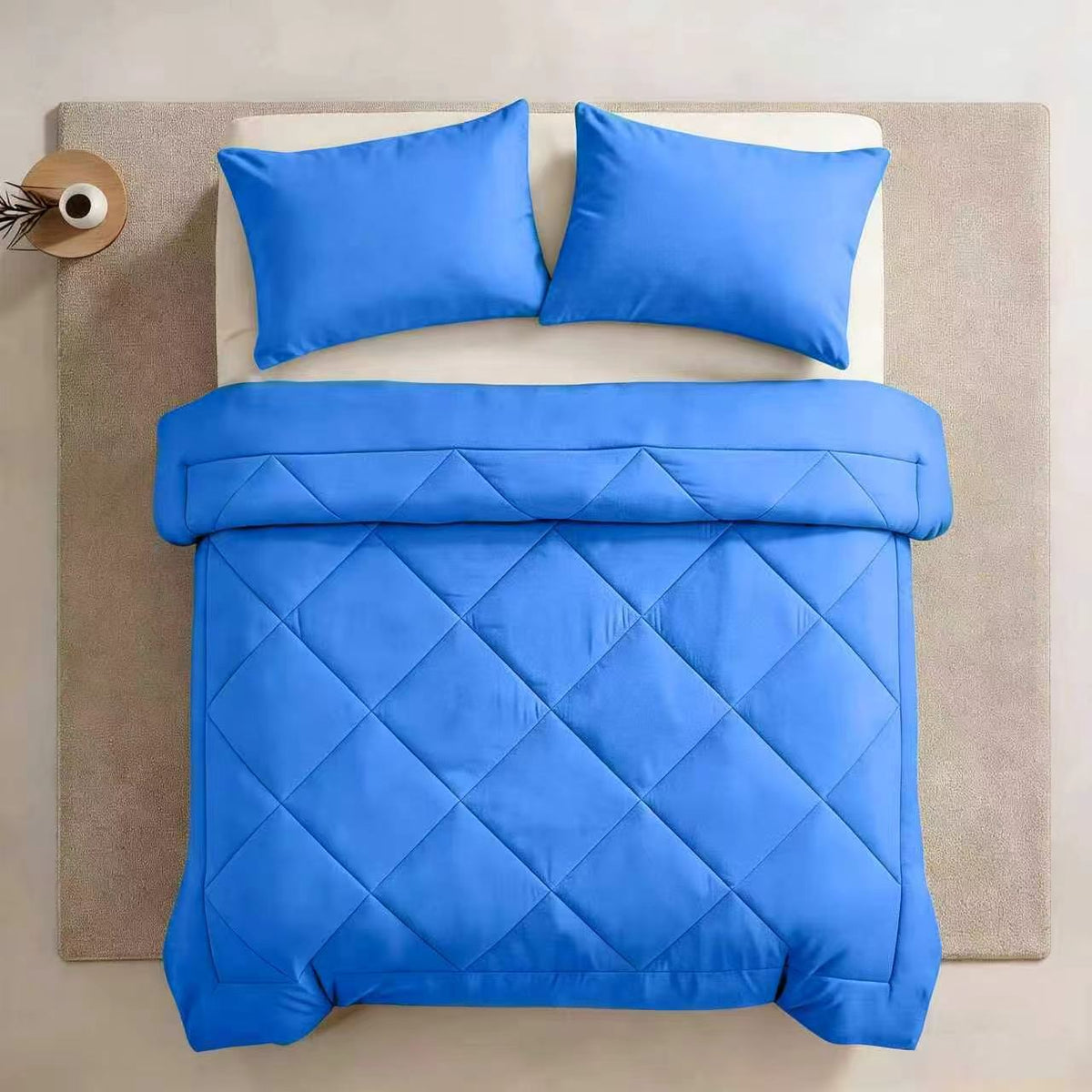 Three-Piece Quilted Solid-Color Bedding Set