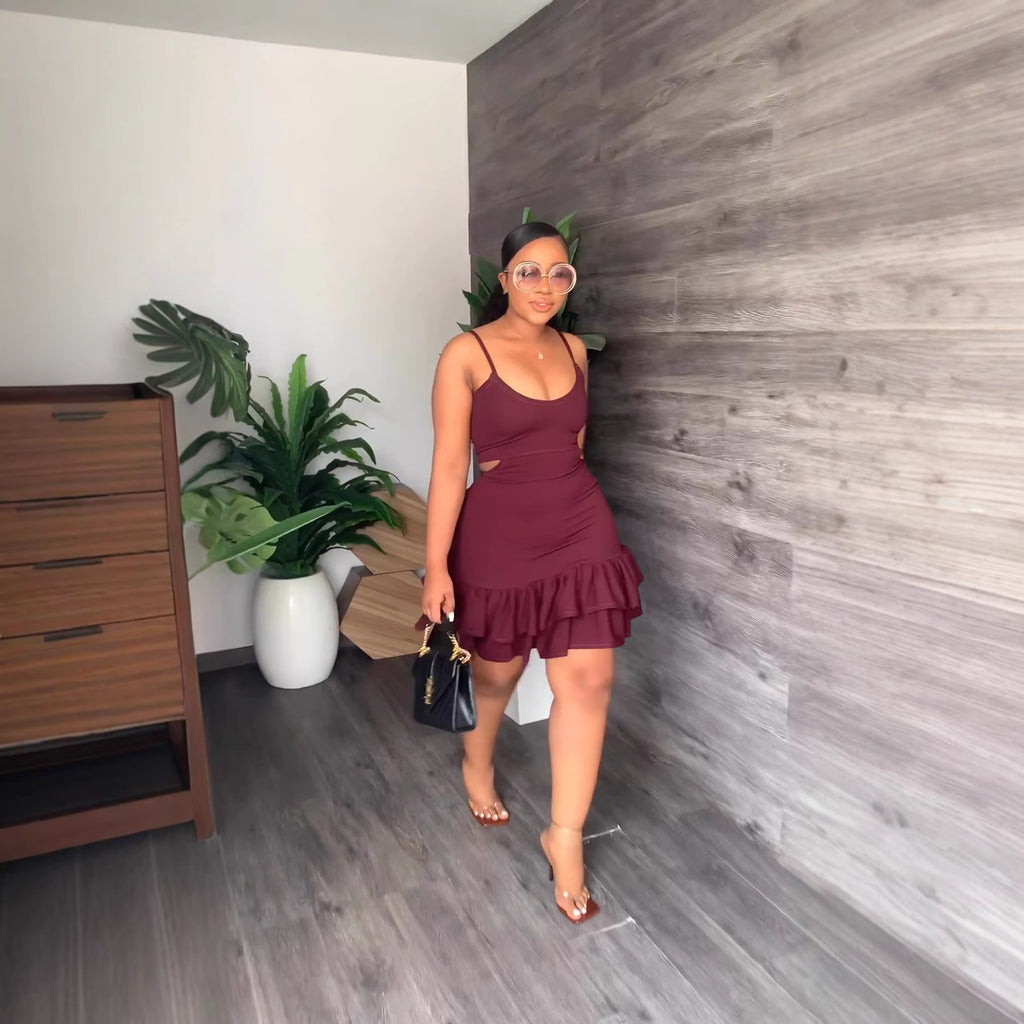 Sling Ruffle Hem Sheath Dress