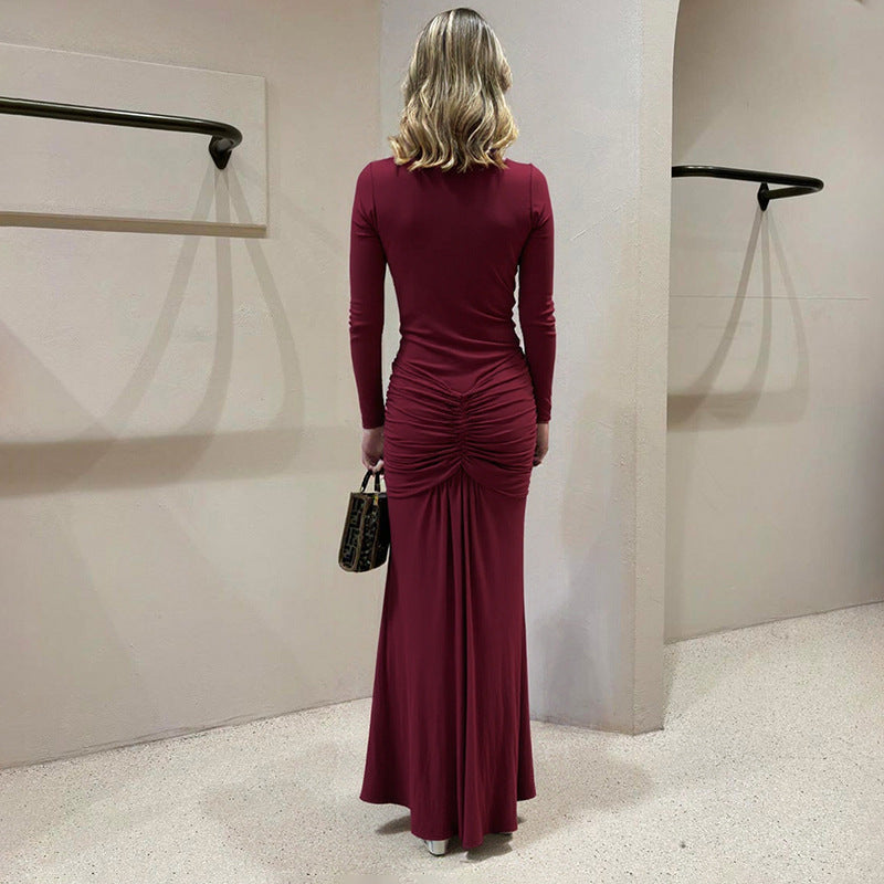 Elegant Solid Color Fishtail Dress