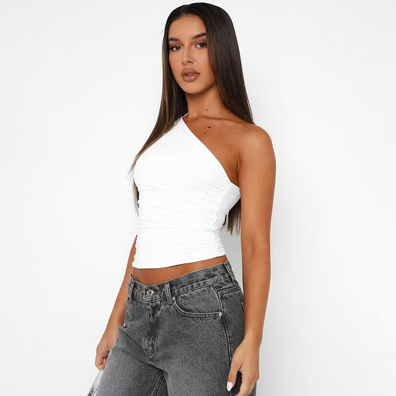 Womens Slanted Shoulder Slim Vest