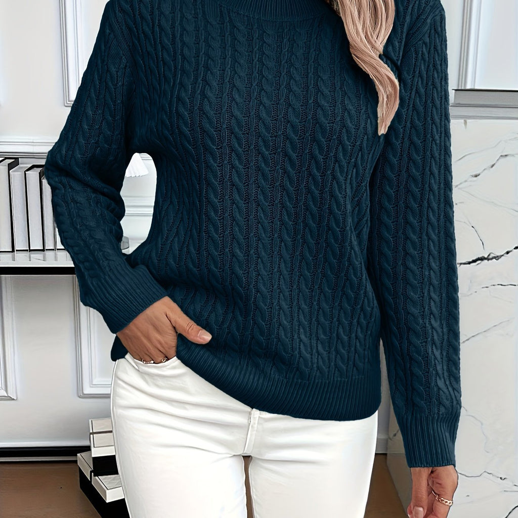 Crew-neck cable-knit sweater