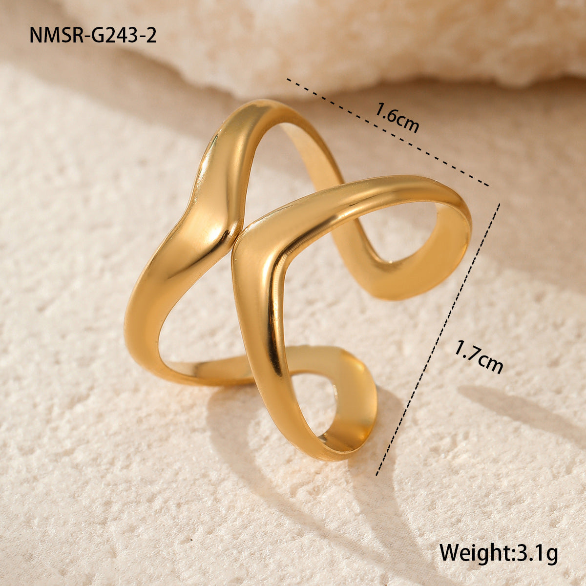 Stainless Steel Gold Plated Geometric Ring