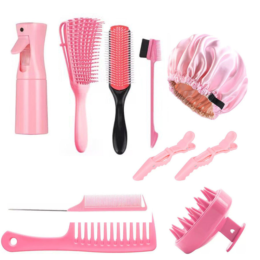 Hair Styling Comb Set with Spray Bottle and Eyebrow Brush