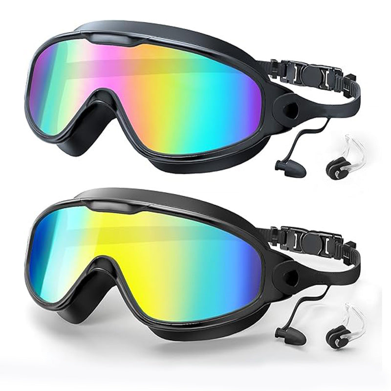 Large Frame Anti-Fog Swimming Goggles with Earplugs