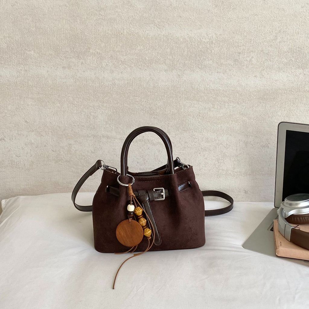 Retro Suede Crossbody Bag with Adjustable Strap