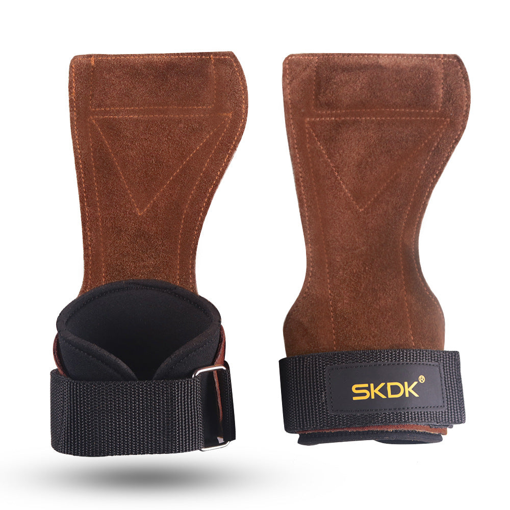 Cowhide Palm Protection Gym Hand Guards, Non-slip and Wear-resistant Wrist Supports for Deadlifts and Grip Enhancement