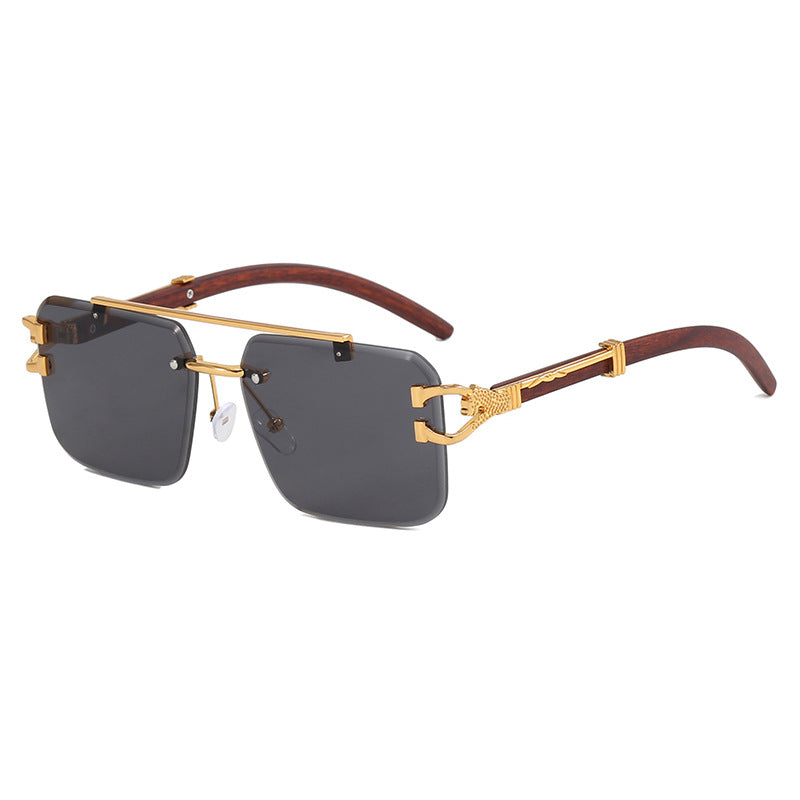 Frameless Square Sunglasses Wood Grain