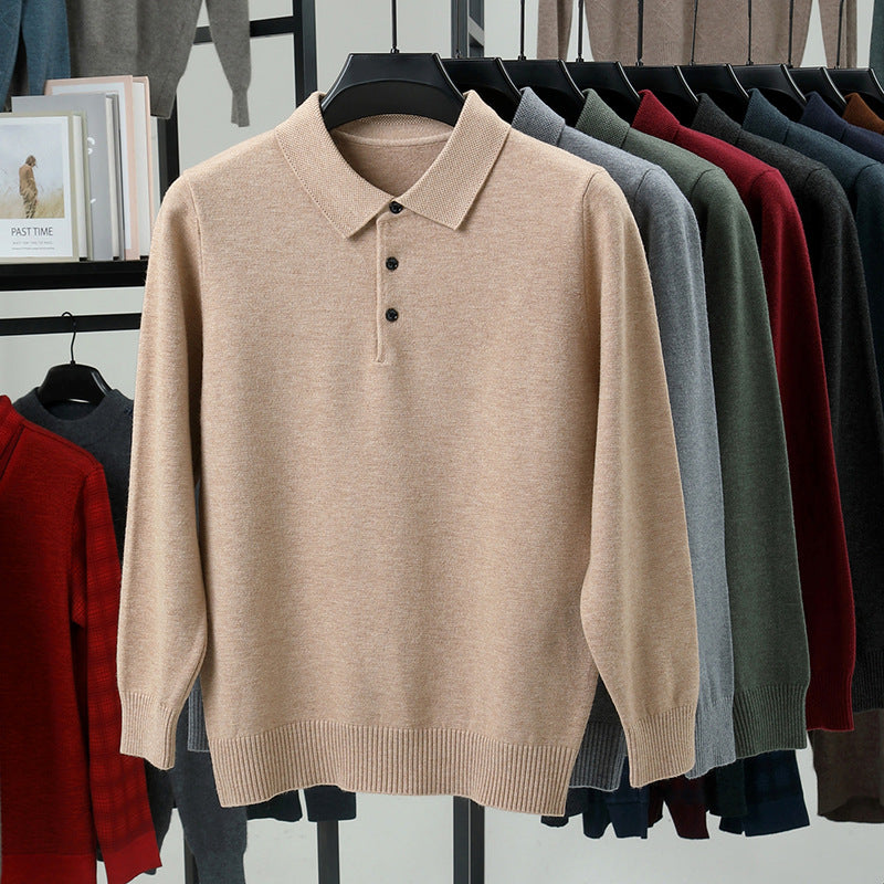 Mens Wool Blend Knitted Polo Shirt
