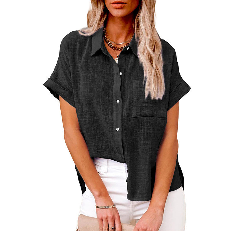 Womens Chiffon Short Sleeve Shirt