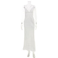 French-Style Elegant Lace Patchwork V-Neck Backless Tie-Up Evening Dress
