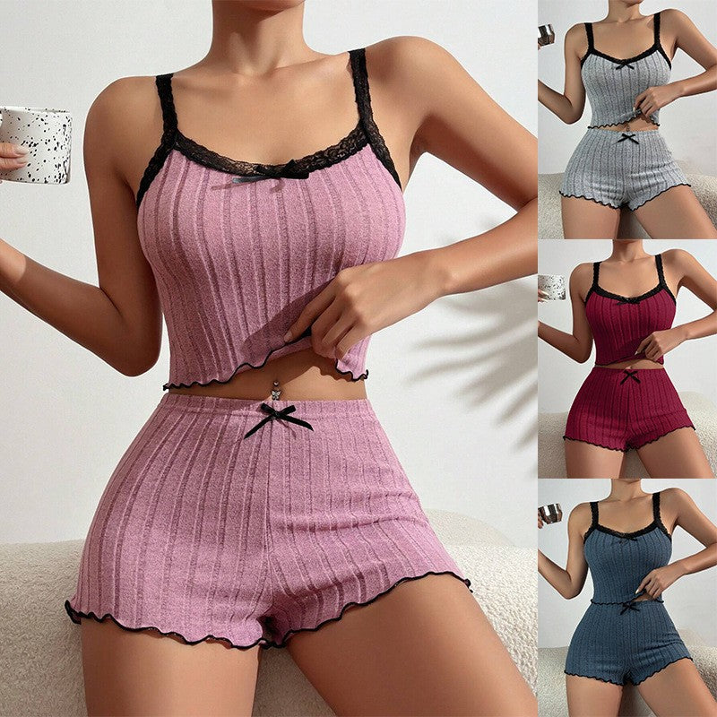 Women's Pajamas Camisole Shorts Lace Sexy Set