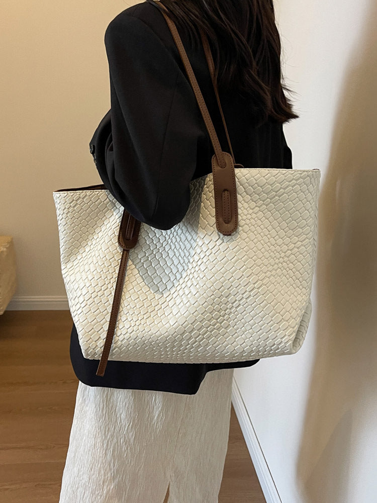 Woven Shoulder Tote Bag