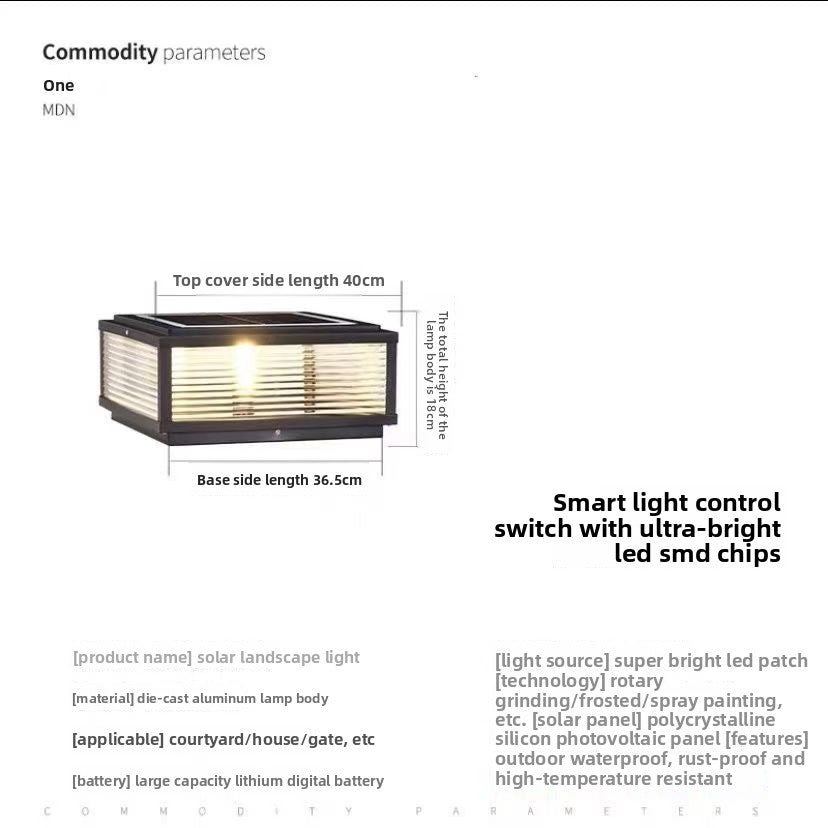 Solar-powered outdoor waterproof post light