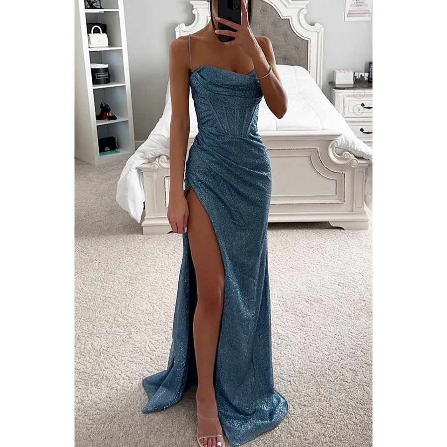 Sling Neck A-Line Long Dress