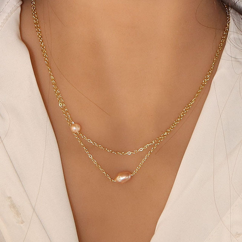 Freshwater Pearl Necklace with 925 Silver Chain