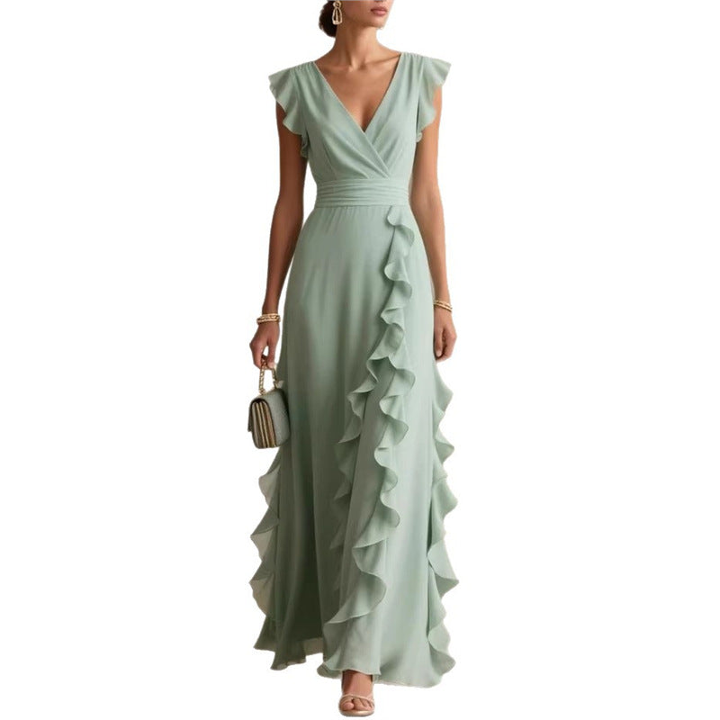 Summer Sleeveless V-Neck Pleated Dress