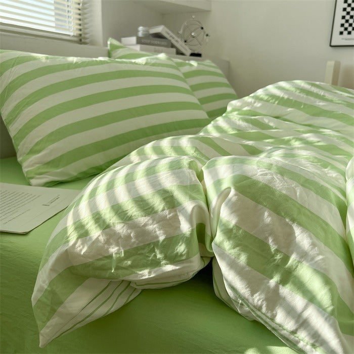 Washed Cotton Double-Layer Yarn Bedding Four-Piece Set