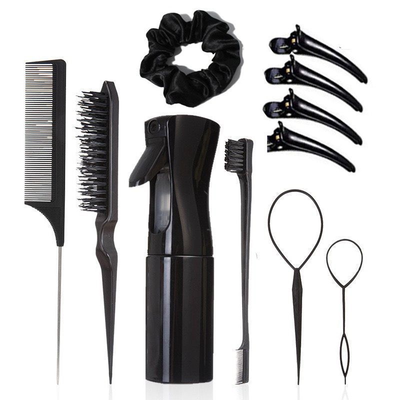 Hair Styling Comb Set with Spray Bottle and Eyebrow Brush