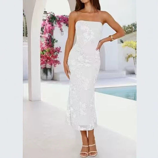 Embroidered Off-Shoulder Bodycon Dress