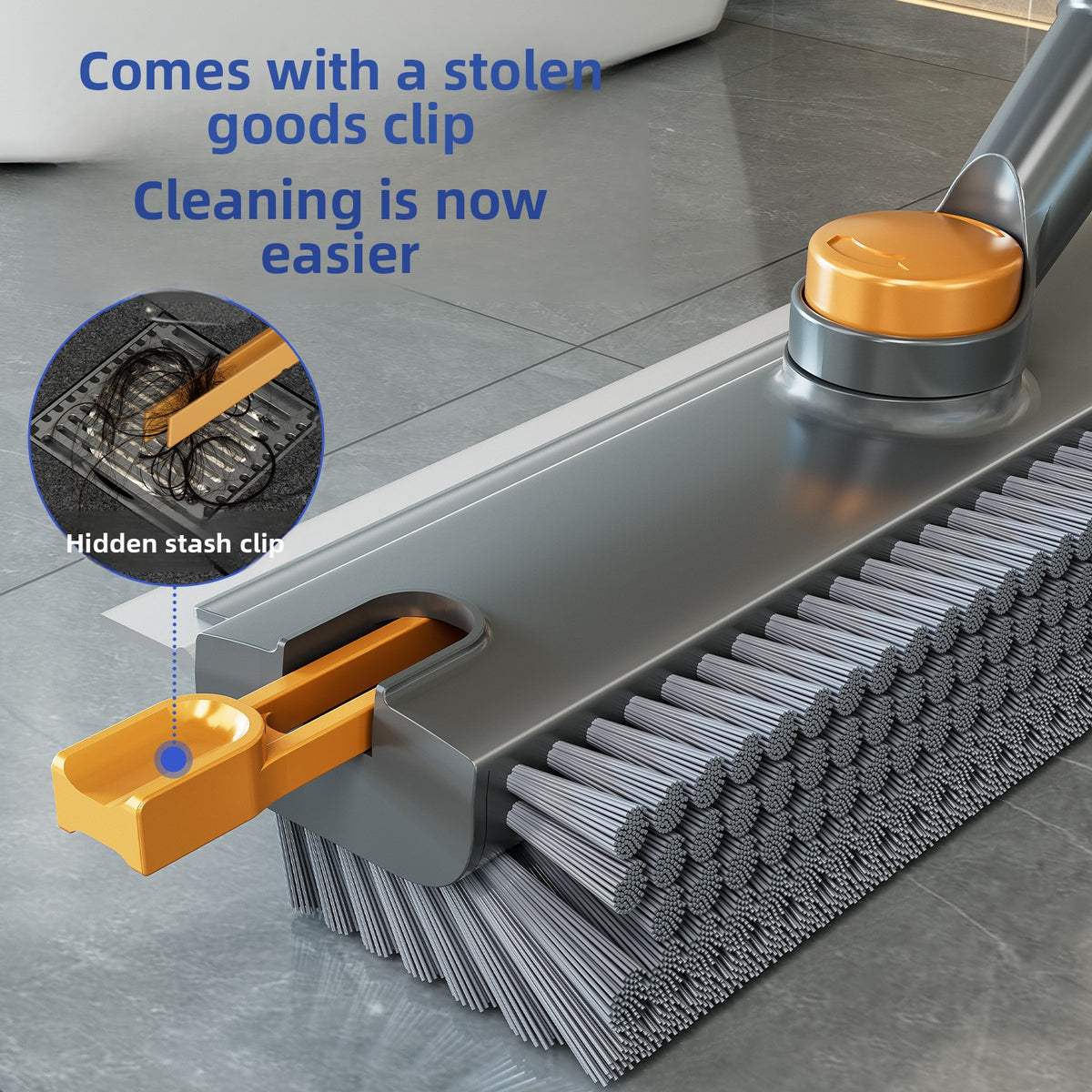Long-handled gap brush with hard bristles