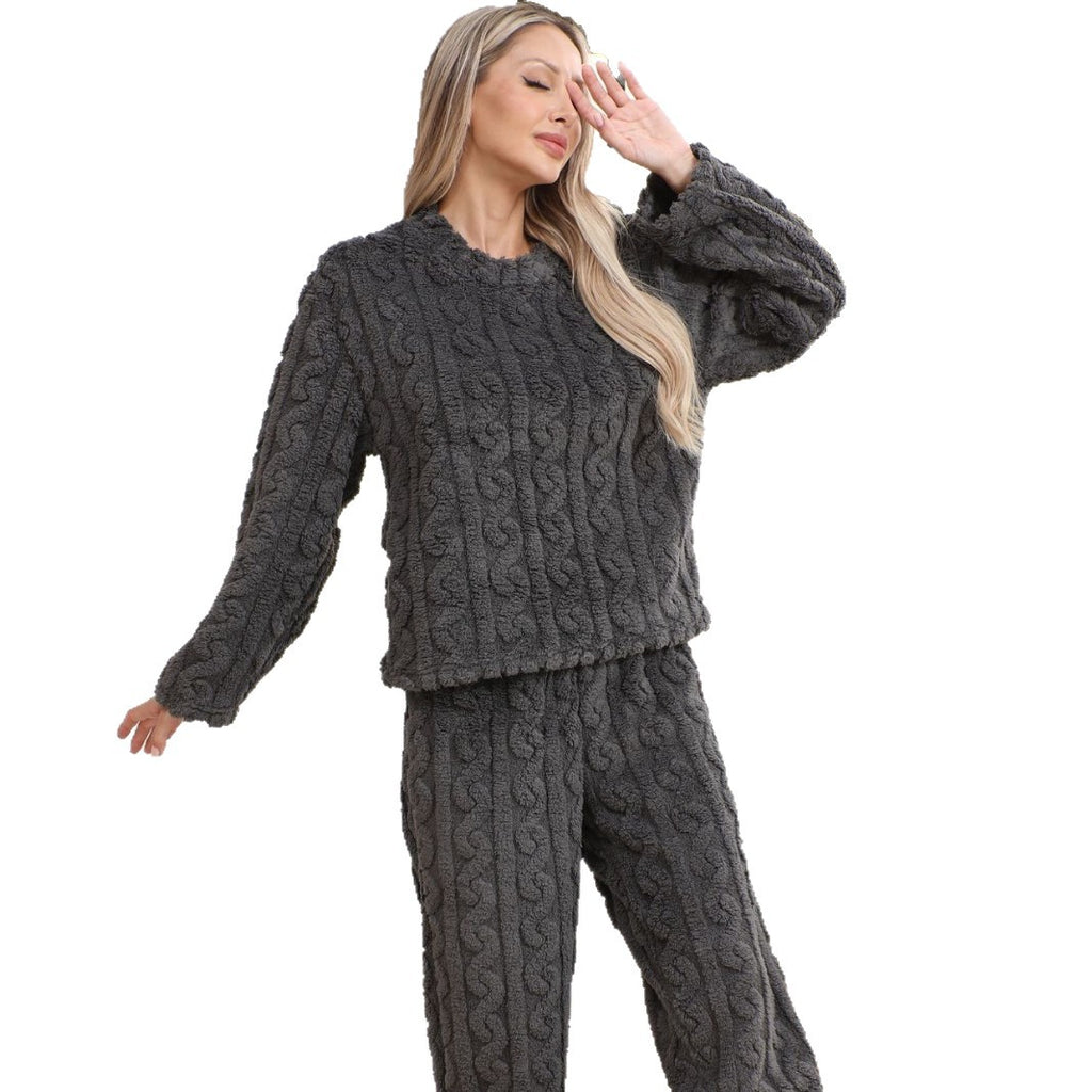 Casual Solid Ribbed Pajamas
