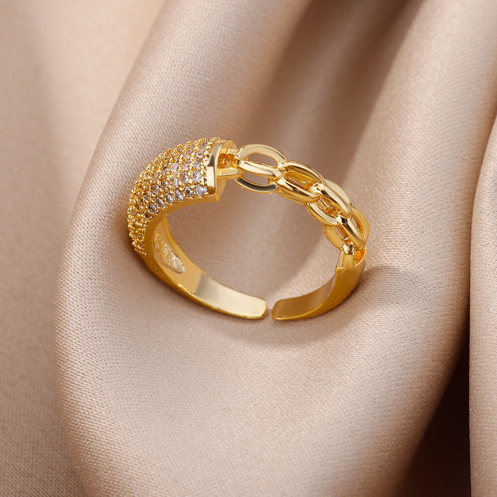 Gold Plated Zircon Open Ring