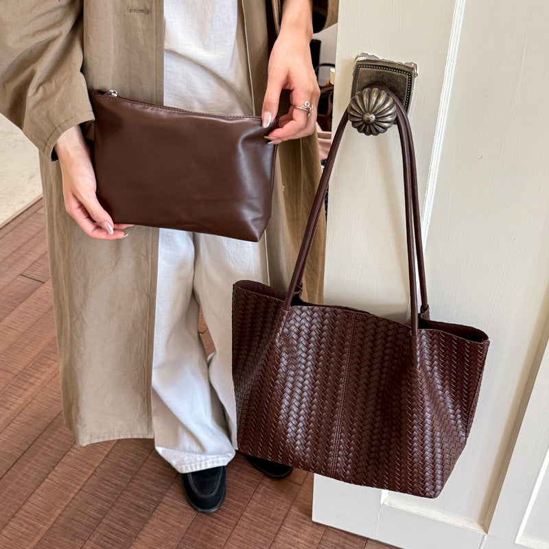 Vintage Woven Tote Bag with Magnetic Closure