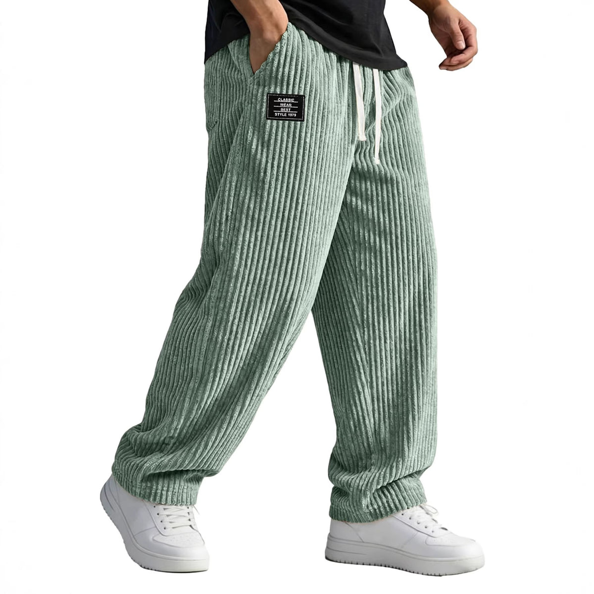 Mens Embroidered Straight Leg Casual Pants