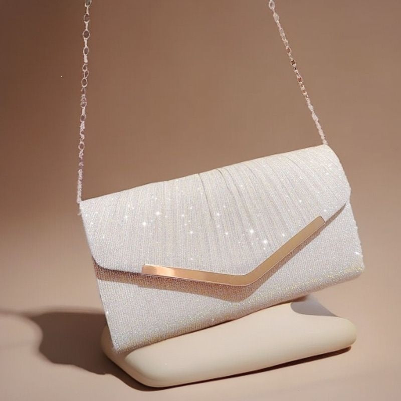 Women's Envelope Clutch Evening Bag with Chain Detail