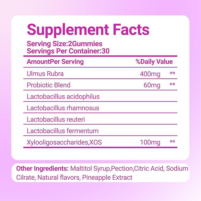 Probiotic Gummies with Slippery Elm and Pineapple
