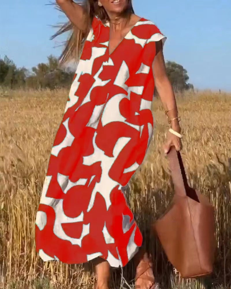 Fashion V-neck long dress for women