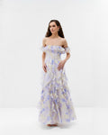 Women's Chiffon Sling Floral Ruffle Hem A-Line Maxi Dress