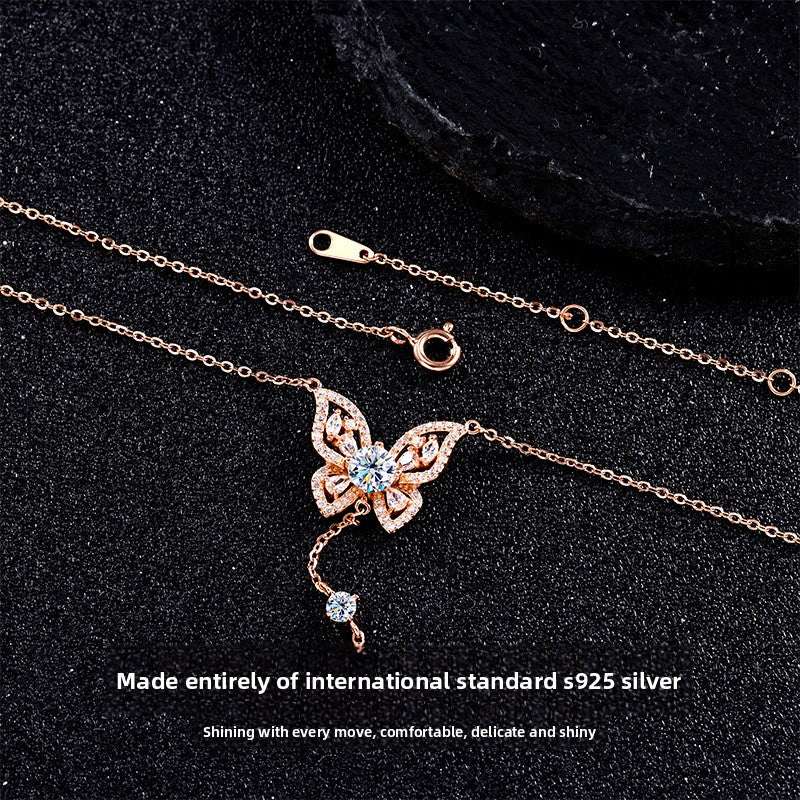 Sterling Silver Butterfly Moissanite Necklace