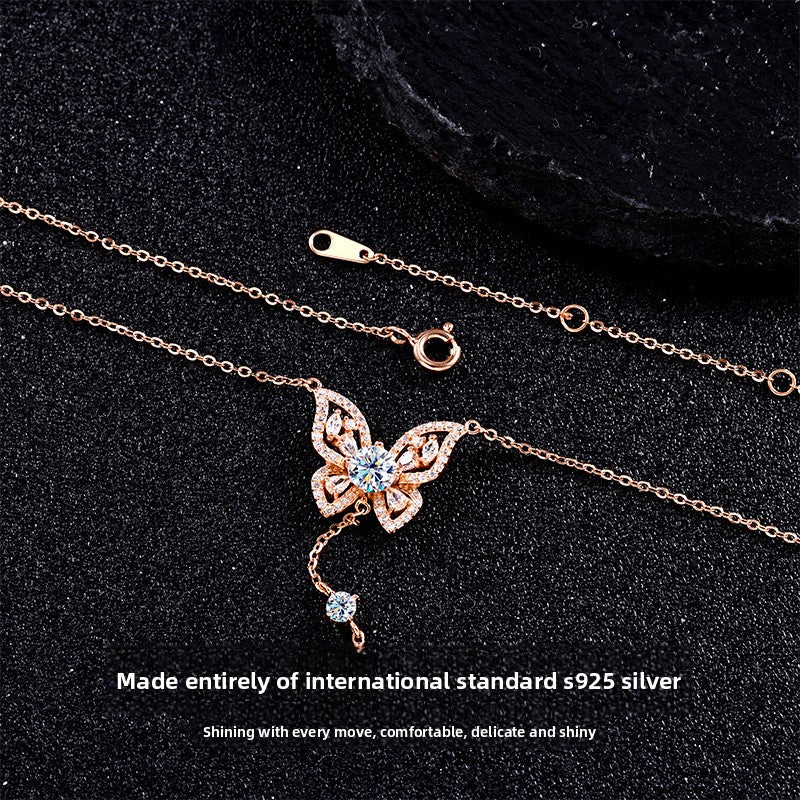 Sterling Silver Butterfly Moissanite Necklace