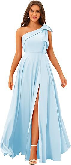 One-Shoulder Bow Tie Evening Dress