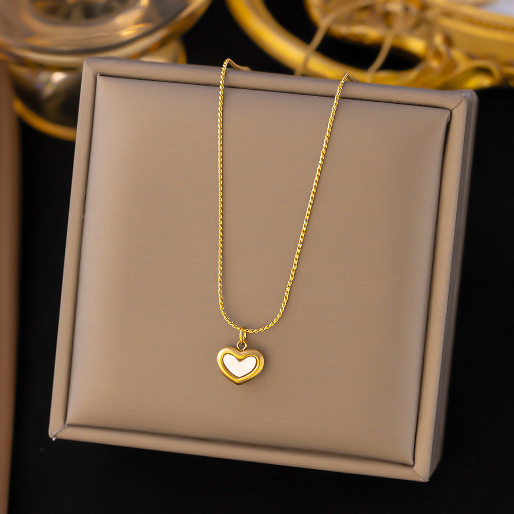 Titanium Steel Heart-Shaped Necklace for Women Fashion Heart Pendant Necklace